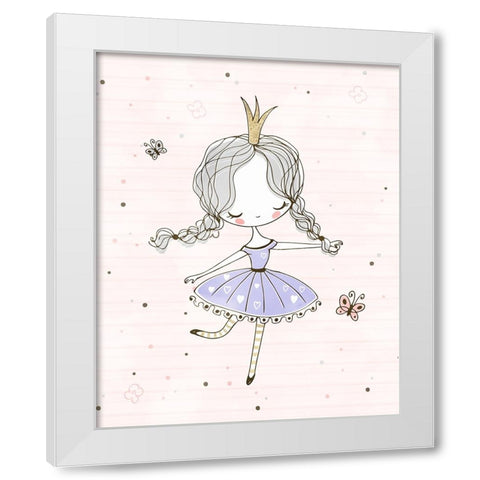 Cute Ballerina II White Modern Wood Framed Art Print by Blue, Nina
