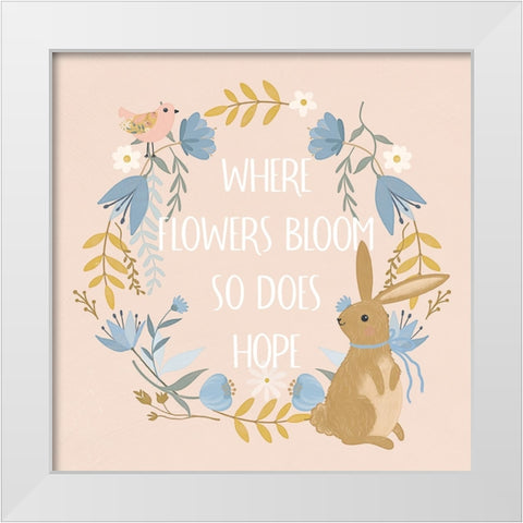 Where Flowers Bloom White Modern Wood Framed Art Print by Blue, Nina