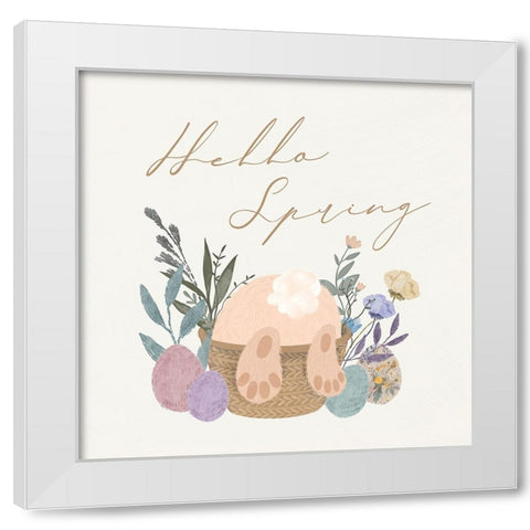 Hello Spring White Modern Wood Framed Art Print by Blue, Nina