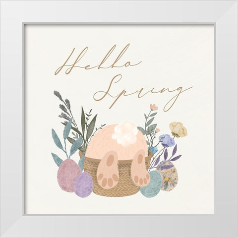 Hello Spring White Modern Wood Framed Art Print by Blue, Nina