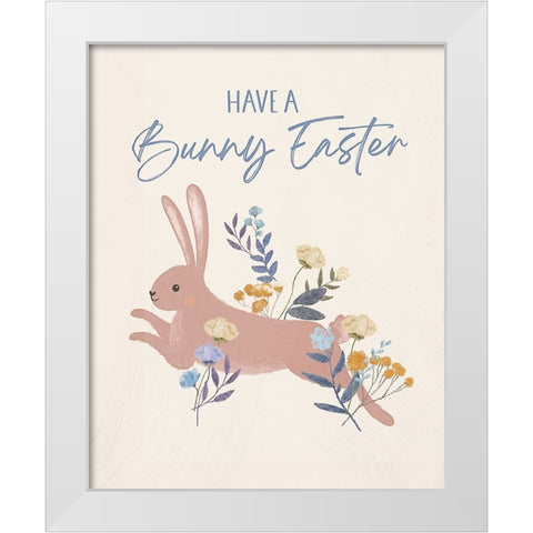 Bunny Easter White Modern Wood Framed Art Print by Blue, Nina