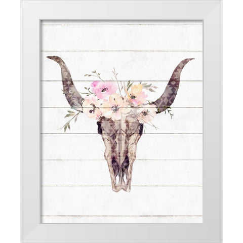 Western Skull II White Modern Wood Framed Art Print by Blue, Nina