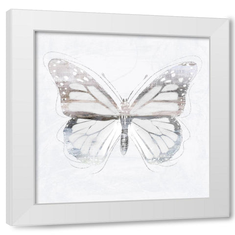 Silver Butterfly II White Modern Wood Framed Art Print by Blue, Nina