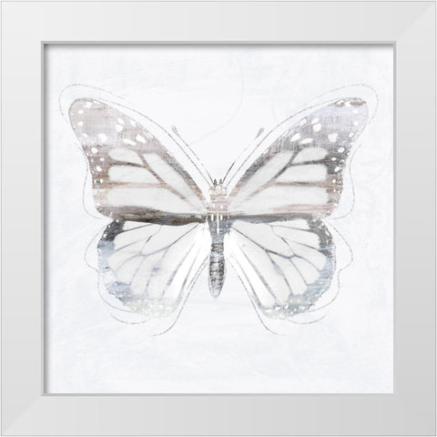 Silver Butterfly II White Modern Wood Framed Art Print by Blue, Nina