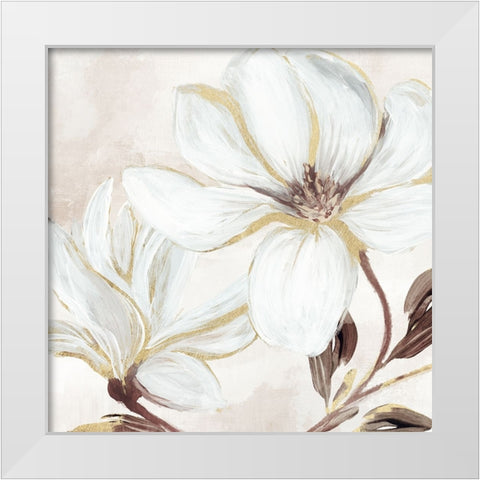 Elegant Magnolia White Modern Wood Framed Art Print by Blue, Nina