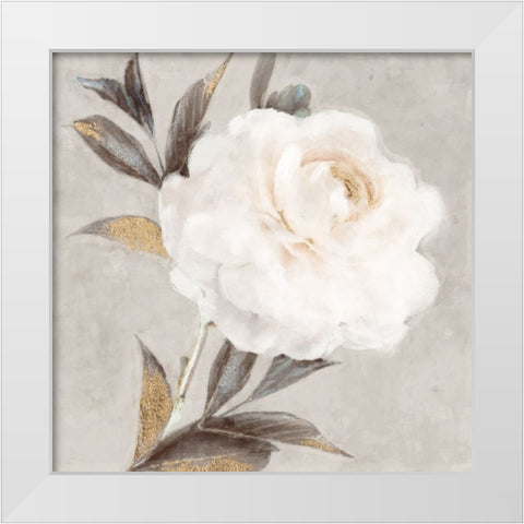 Peony White Modern Wood Framed Art Print by Blue, Nina