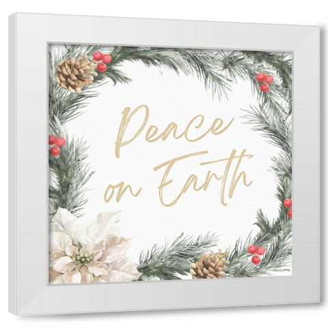 Peace on Earth White Modern Wood Framed Art Print by Blue, Nina