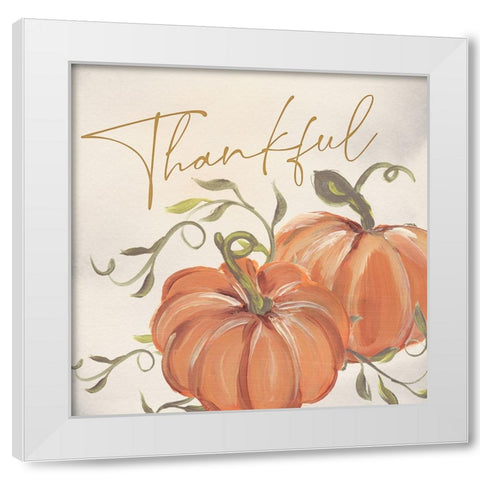 Thankful Pumpkins White Modern Wood Framed Art Print by Blue, Nina