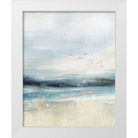 Coastal Birds White Modern Wood Framed Art Print by Blue, Nina