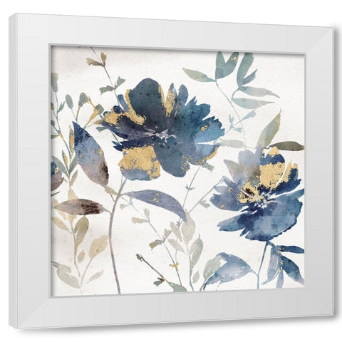 Blue Watercolor Florals II White Modern Wood Framed Art Print by Blue, Nina