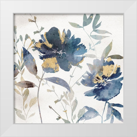 Blue Watercolor Florals II White Modern Wood Framed Art Print by Blue, Nina