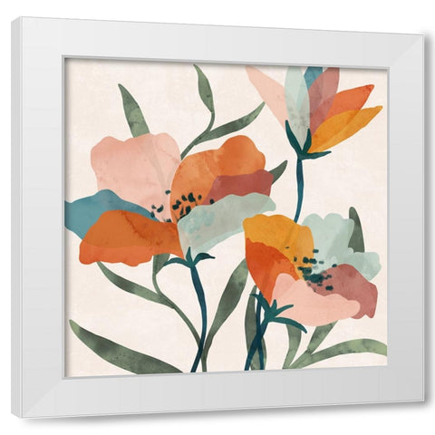 Summer Bouquet White Modern Wood Framed Art Print by Blue, Nina