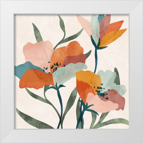 Summer Bouquet White Modern Wood Framed Art Print by Blue, Nina