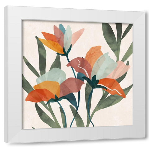 Summer Bouquet III White Modern Wood Framed Art Print by Blue, Nina