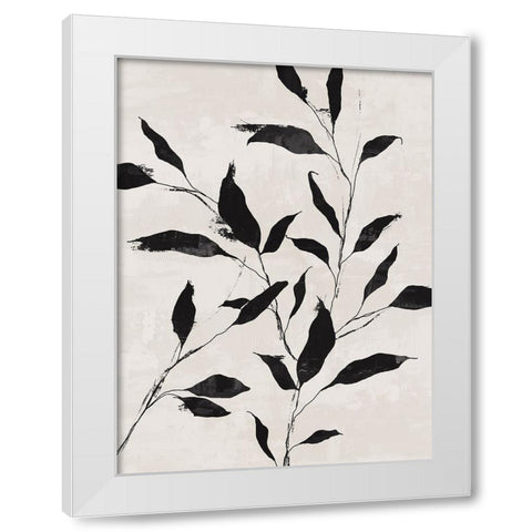 Noir Botanical White Modern Wood Framed Art Print by Blue, Nina