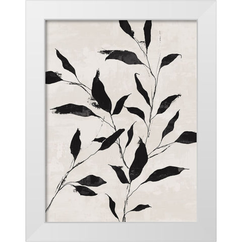 Noir Botanical White Modern Wood Framed Art Print by Blue, Nina