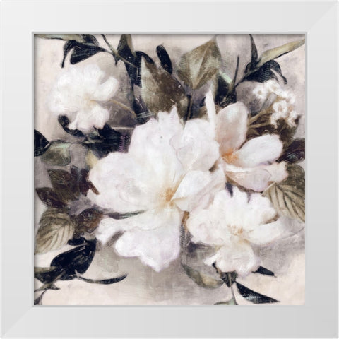 Whisper Blooms White Modern Wood Framed Art Print by Blue, Nina