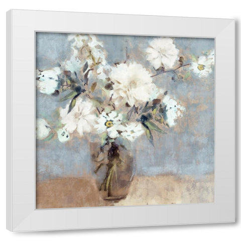 Soft Blue Bouquet White Modern Wood Framed Art Print by Blue, Nina