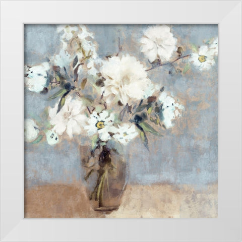Soft Blue Bouquet White Modern Wood Framed Art Print by Blue, Nina
