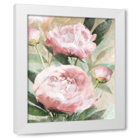 Bountiful Peonies White Modern Wood Framed Art Print by Blue, Nina