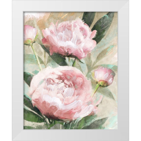 Bountiful Peonies White Modern Wood Framed Art Print by Blue, Nina