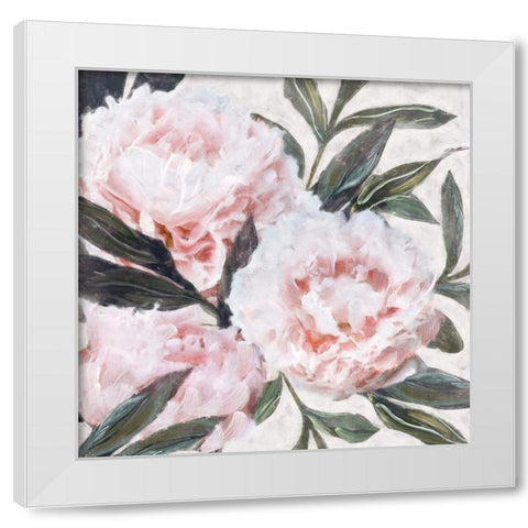 Bountiful Peonies III White Modern Wood Framed Art Print by Blue, Nina