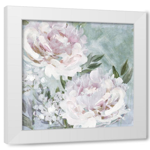 Whispering Peonies White Modern Wood Framed Art Print by Blue, Nina