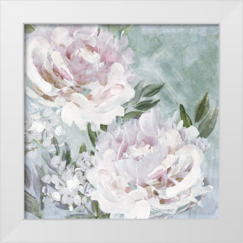 Whispering Peonies White Modern Wood Framed Art Print by Blue, Nina
