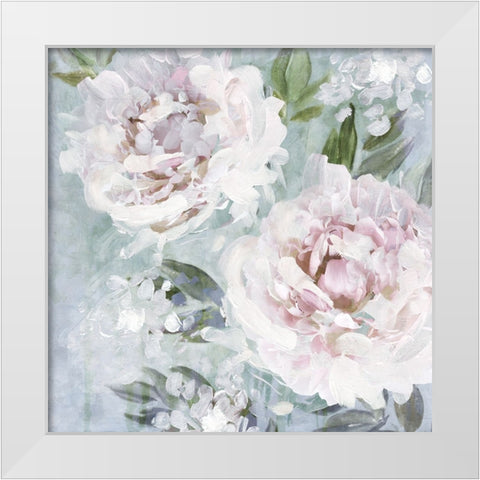 Whispering Peonies II White Modern Wood Framed Art Print by Blue, Nina