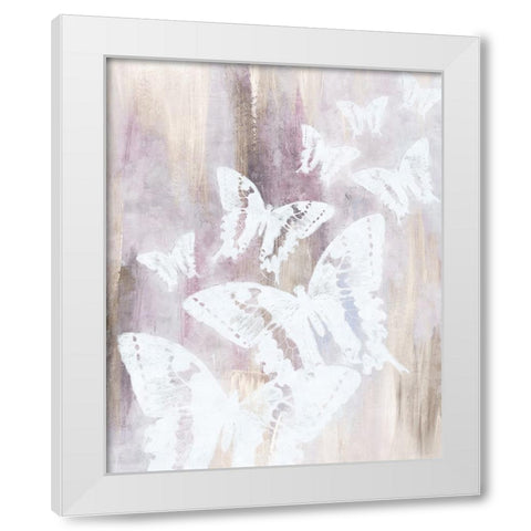 Bright White Butterflies II White Modern Wood Framed Art Print by Blue, Nina