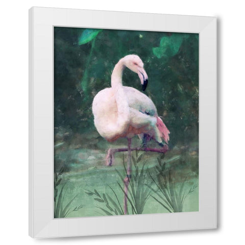 Peach Flamingo II White Modern Wood Framed Art Print by Blue, Nina