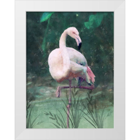 Peach Flamingo II White Modern Wood Framed Art Print by Blue, Nina