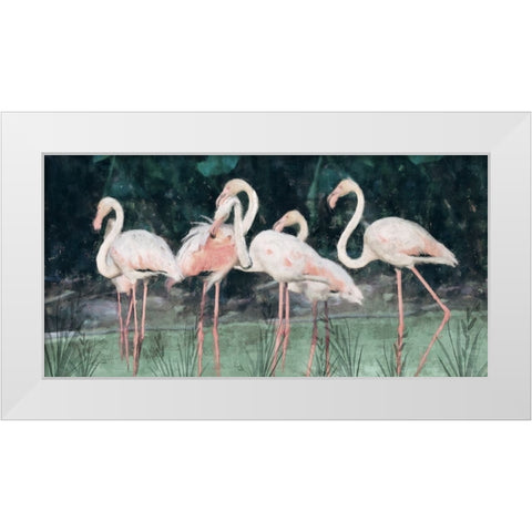 Peach Flamingo III White Modern Wood Framed Art Print by Blue, Nina