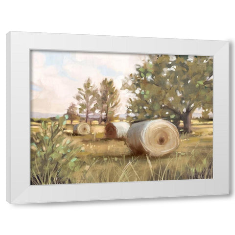 Hay Bales White Modern Wood Framed Art Print by Blue, Nina