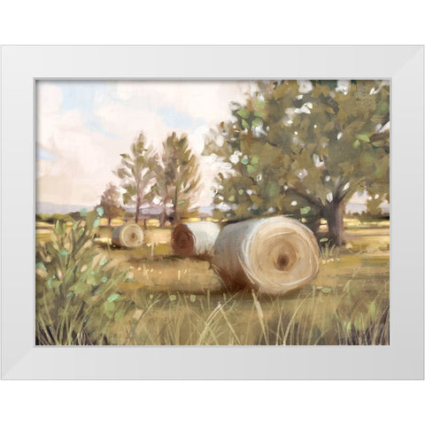 Hay Bales White Modern Wood Framed Art Print by Blue, Nina