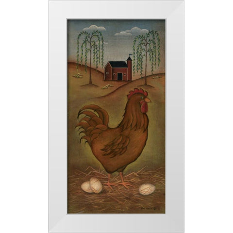 Hen White Modern Wood Framed Art Print by Lewis, Kim