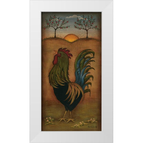 Rooster White Modern Wood Framed Art Print by Lewis, Kim