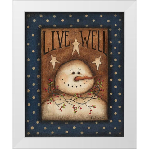 Live Well White Modern Wood Framed Art Print by Lewis, Kim