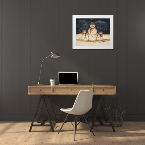 Two Snowmen White Modern Wood Framed Art Print by Lewis, Kim