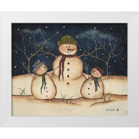 Two Snowmen White Modern Wood Framed Art Print by Lewis, Kim