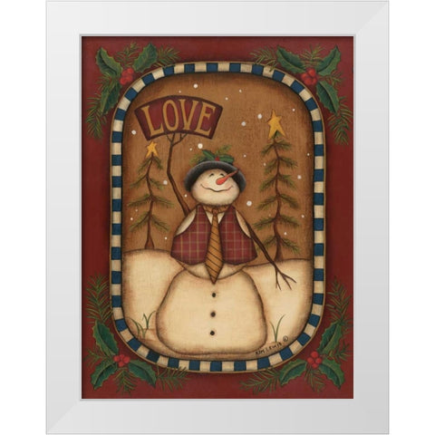 Love Snowman White Modern Wood Framed Art Print by Lewis, Kim