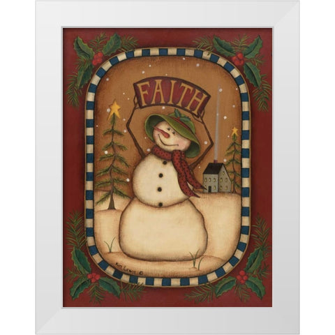 Faith Snowman White Modern Wood Framed Art Print by Lewis, Kim