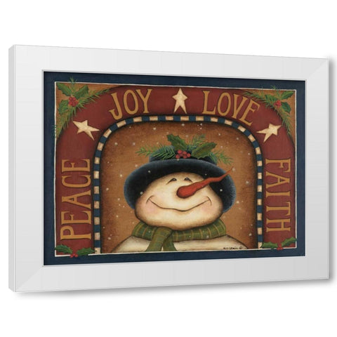 snowman White Modern Wood Framed Art Print by Lewis, Kim