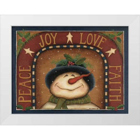 snowman White Modern Wood Framed Art Print by Lewis, Kim