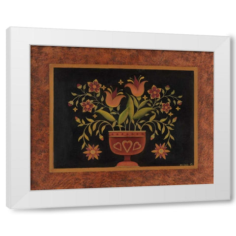 Floral with Hearts White Modern Wood Framed Art Print by Lewis, Kim