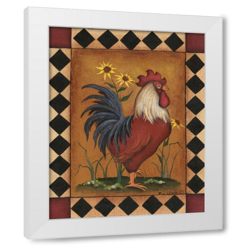 Red Rooster II White Modern Wood Framed Art Print by Lewis, Kim