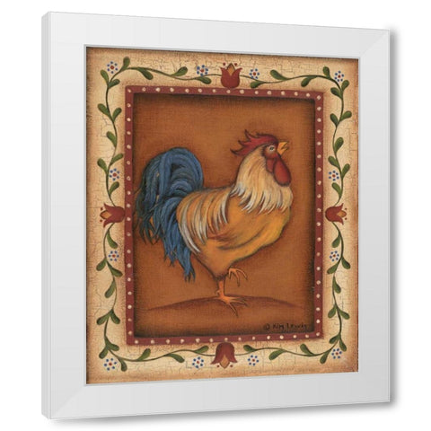 Gold Rooster White Modern Wood Framed Art Print by Lewis, Kim