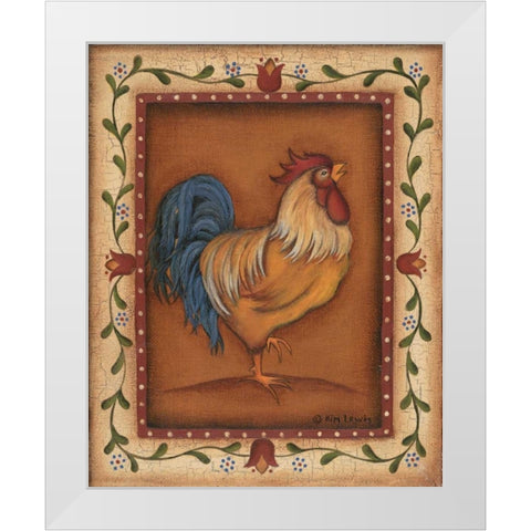 Gold Rooster White Modern Wood Framed Art Print by Lewis, Kim