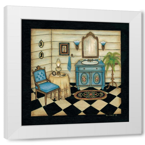 Blue Sink White Modern Wood Framed Art Print by Lewis, Kim