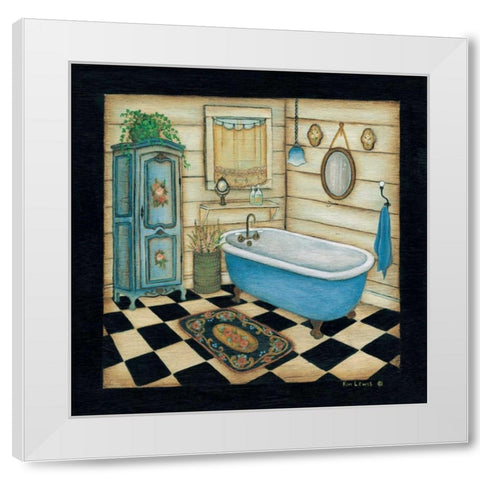 Blue Tub White Modern Wood Framed Art Print by Lewis, Kim